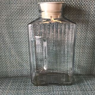 Vtg Anchor Hocking Ribbed Glass Refrigerator Bottle Water Jug Juice Jar W.  Lid