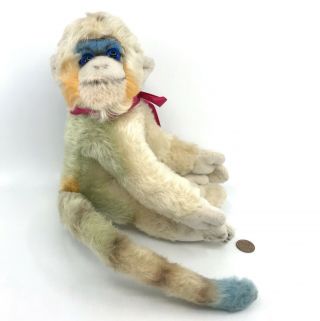 Steiff Mungo Monkey Mohair Plush 25cm 10in no ID 1960s Glass Eyes Vintage 2