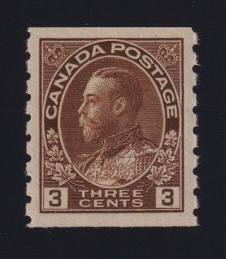 Canada Sc 129ii (1918) 3c Yellow Brown Admiral Coil Vf Nh