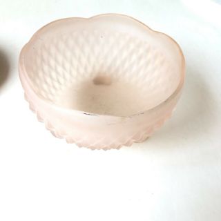 Vintage Beveled Pink Frosted Glass Bowl Jewelry Holder Dish 5 "