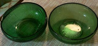 Vintage Bowls - Set Of 2 - Emerald Green Ribbed - E.  O.  Brody Co - Cleveland Oh