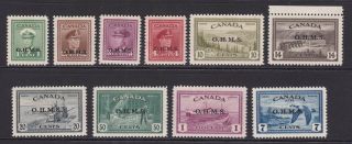 Canada.  1949 Officials.  Sg O162 - O171.  Fine.