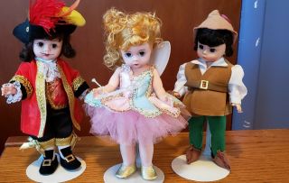 Madame Alexander Dolls - 8 " - Peter Pan,  Tinker Bell & Captain Hook