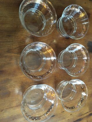 Vintage Small Culver? Crystal Set Of 6 Bowls Or Glasses 24kt Gold Gilt