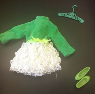 Vintage Barbie Skipper Doll - Fashion Dress “lots Of Lace” Outfit Complete Green