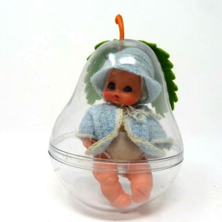 Vintage Furga 6 " Doll In Pear Shape Hard Plastic Case - Made In Italy 1960s?