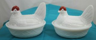 Vintage Westmoreland Hen On A Nest Covered Dish White Milk Glass