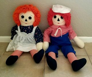 Vintage Large 30 " Knickerbocker Raggedy Ann And Andy Dolls 1970s