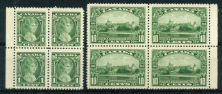 Weeda Canada 211,  215 Fresh Vf Mnh Blocks Of 4,  1935 Jubilee Issue Cv $78,