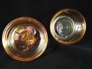 Vintage Jeanette Marigold Carnival Glass French Poodle Powder/Trinket Jar.  14F 3