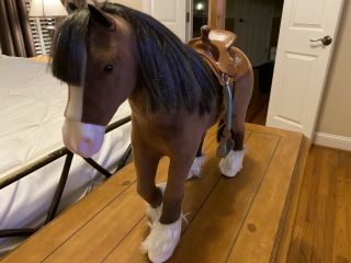 Retired American Girl Doll Prancing Clydesdale Horse With Saddle Large 22”