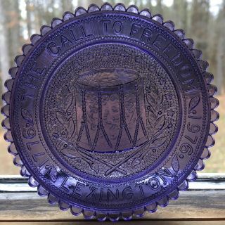 Revolutionary War Lexington Ma Drum Call To Freedom Pairpoint Glass Cup Plate 5