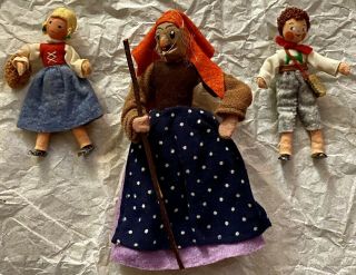 Baps Old Witch With Hansel And Gretel Dolls Vintage Germany Edith Von Arps