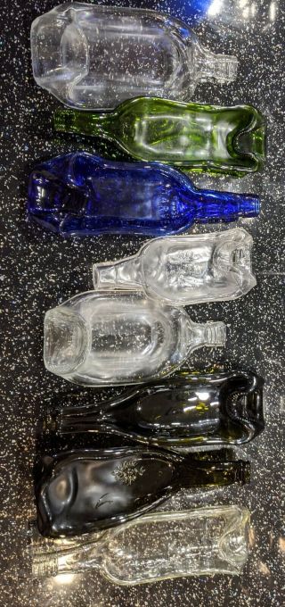 Assorted Upcycled Melted Glass Bottles Spoon Rests/dishes