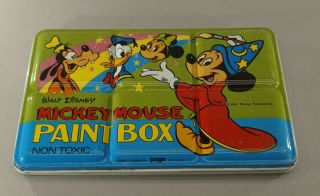 Vintage Walt Disney Mickey Mouse Metal Paint Box 7 " X 4 1/2 "