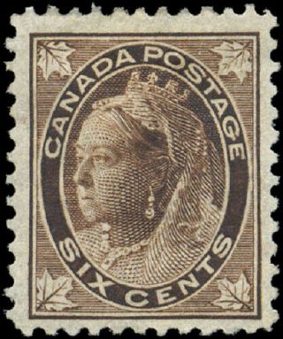 Canada 71 F - Vf Og Hr/dg 1897 Queen Victoria 6c Brown Maple Leaf Cv$127.  50