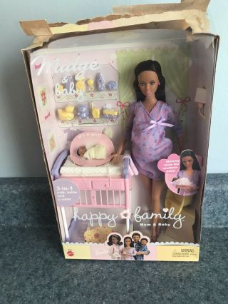 Mattel Barbie Pregnant Midge Happy Family Black Doll Nos Accessories Baby