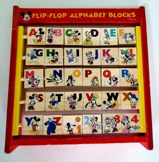 Disney Mickey Mouse And Friends Flip Flop Alphabet Blocks Wooden Learning Toy