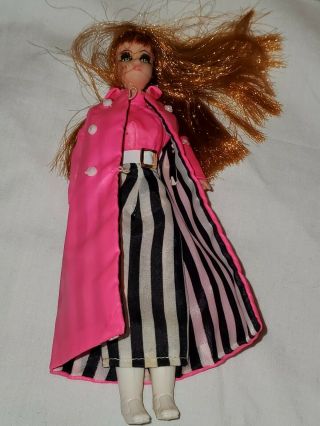 Dawn Doll Topper Toys 1970s Vintage Glori Bangs Outfit Pink Dress White Shoes