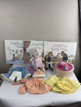 Rare American Girl Doll - Angelina Ballerina 3 Books And 3 Outfits And Hat