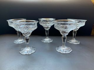 Eapg Antique Mckee Glass Co.  5 Glasses 4 1/4” Tall 1908 Rock Crystal