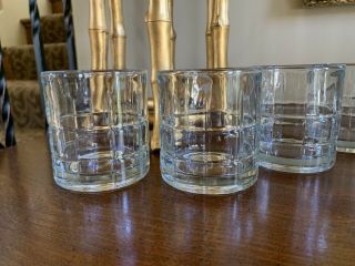 Vintage Set Of 4 Anchor Hocking Tartan Clear Glass Short Whiskey Rock Glasses
