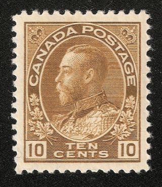 Canada Scott 118 Mhxf Dry Printing Kgv Admiral Issue 10 Cents Bistre Brown
