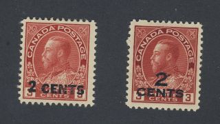 2x Canada Ww1 Admiral Stamps 139 - 2c/3c 140 - 2c/3c 2 - Line Guide Value = $70.  00