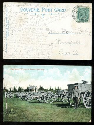 810 - Petawawa Camp Postcard 1911 Canadian Militia Field Post Postmark