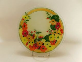 Peggy Karr Fused Glass 11 " Nasturtiums Collectible Plate - Signed
