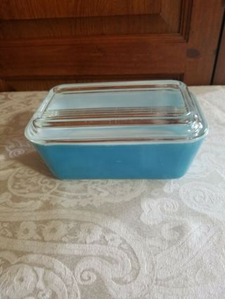 Vintage Pyrex Turquoise Blue Ovenware Refrigerator Dish With Lid - 502 - B & 502 - C