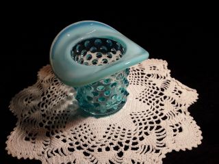 Fenton Hobnail Blue Opalescent Top Hat Toothpick Holder 2 - 3/4 " Tall