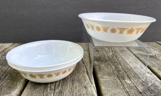 Vtg Corelle Livingware Butterfly Gold Cereal Bowls Set Of 3 Corning Usa 6 3/16 "
