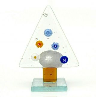 Signed/certificate/label Murano Art Glass Millefiori Christmas Tree - Clear