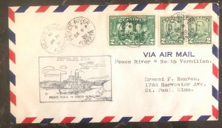 1930 Pace River Canada First Flight Airmail Cover Ffc To North Vermilion