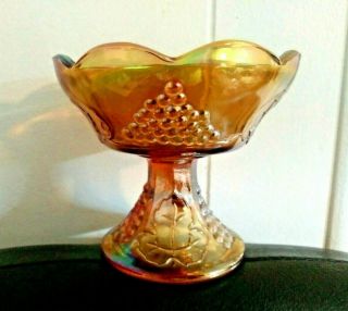 Vintage Indiana Iridescent Gold Carnival Glass Harvest Grapes Candle Holder