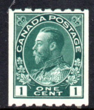 Canada 1913 Kgv Admiral Coil 1c Blue - Green Perf.  8 X Imperf.  Sg224a Mounted