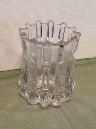 Vintage Ribbed Clear Glass Spooner Celery Vase Desk 4 3/8” X 3 1/2” Glassware