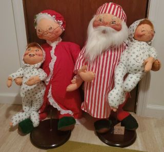 Vintage Annalee Large Christmas Doll Mr.  And Mrs.  Claus 30 " With Twin Babies