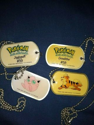 Pokemon Collectible Dog Tags Vintage 1999 Growlithe And Jigglypuff