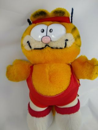 VINTAGE 1981 GARFIELD THE CAT in Work out outfit 6” Orange Character Plush 2