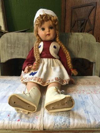 Vintage 19 Inch Composition Doll With Braids