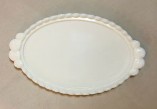 Westmoreland White Milk Glass Oval Nob Edge 13.  5 " Serving Platter Paneled Grape