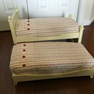 American Girl 18 " Doll Trundle Bed & Mattresses,  Pillows,  Sheets,  Quilt; Euc.