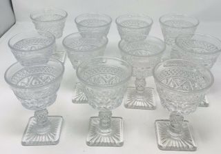 11 Vintage Clear Pressed Glass Dessert Sorbet Glasses