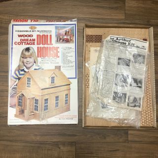 Vintage Arrow 1978 Wood Dream Cottage Doll House Kit 697 Complete - Never Built