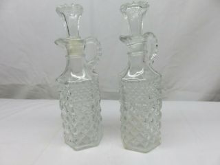 Vintage Glass Cruet Oil and Vinegar Set w Glass Stoppers - 7 3/4 