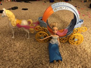 Disney Princess Cinderella Transforming Pumpkin Carriage Coach,  Horse & A Doll