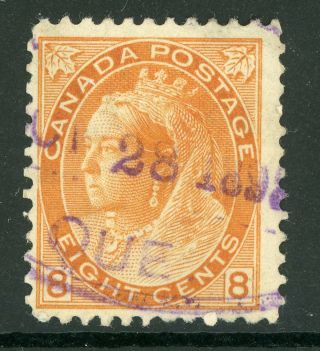Canada 1902 Qv Numeral 8¢ Orange Scott 82 Vfu F129