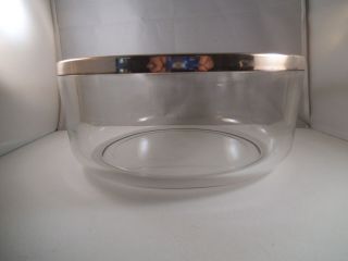 Lovely Large Clear Glass Salad Bowl Silver Rim 2